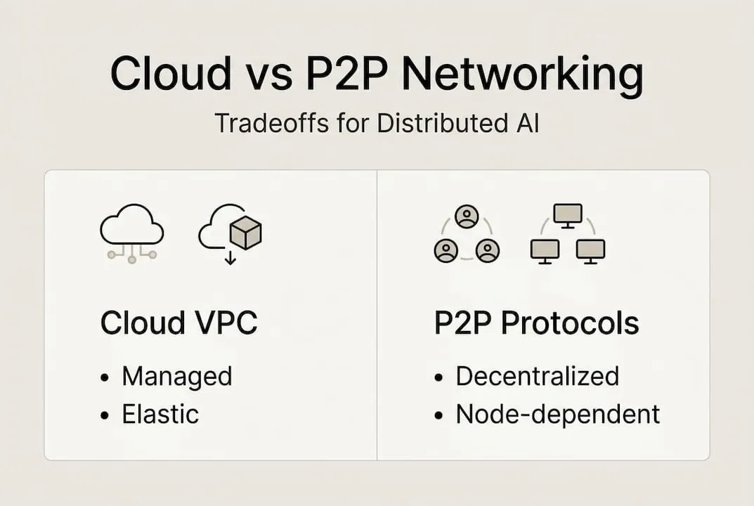Infographic comparing cloud and peer-to-peer networking