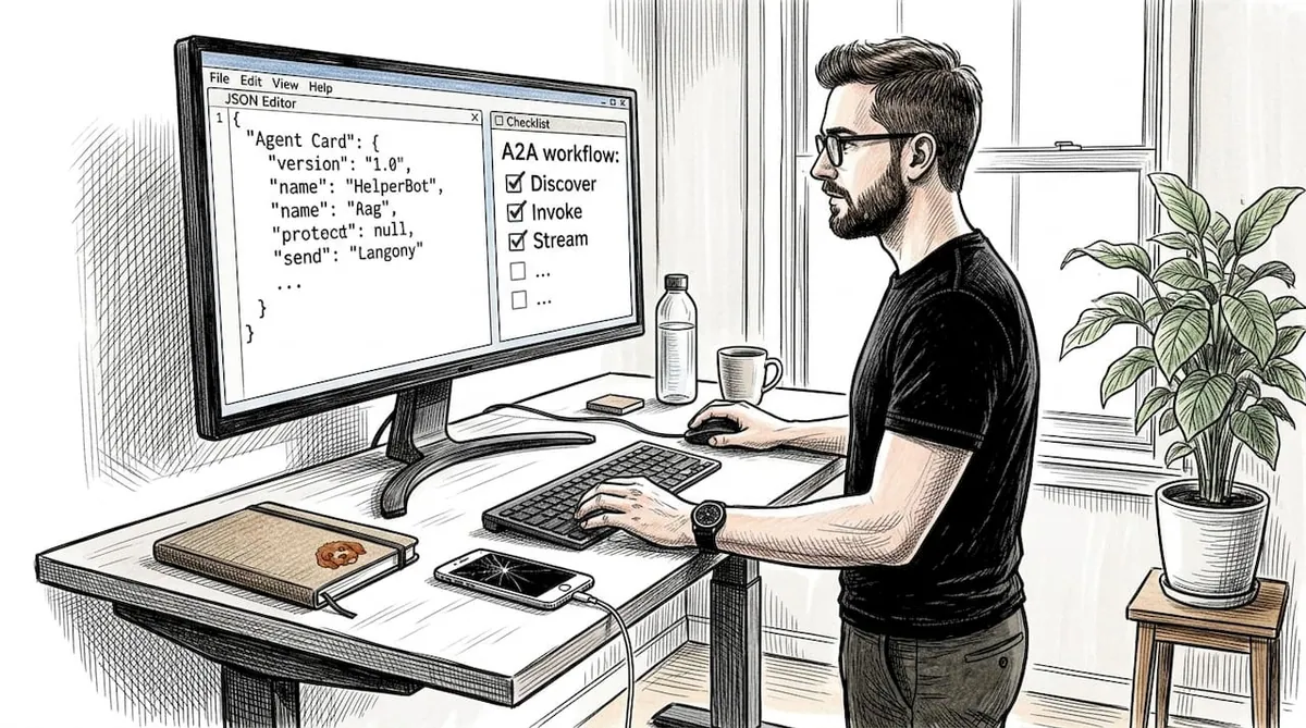 Developer reviews A2A agent card workflow